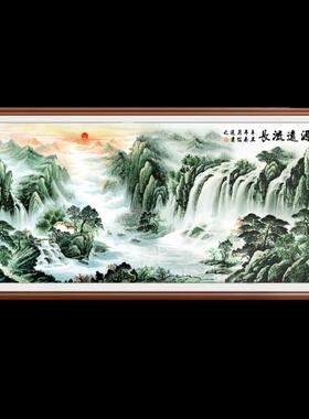 客厅沙发背景国画办公室挂画餐厅装饰画卧室床头壁画新中式山水画