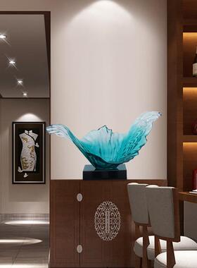 透明树脂工艺品厂家酒店大堂玄关山水摆件书房办公室创意雕塑摆饰