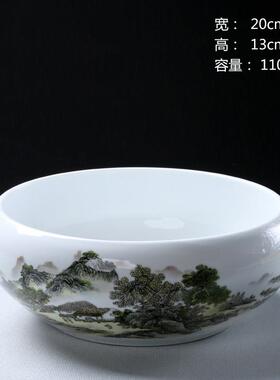 水养水培无孔陶瓷花盆大号纯白碗莲绿萝铜钱草富贵竹花盆多肉拼盘
