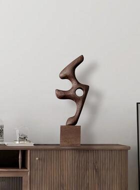 样板间抽象木雕玄关装饰摆饰高级感家居饰品客厅电视柜艺术工艺礼