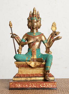 正品异丽泰特色艺品泰式纯亚铜摆件四面佛东南风格装工饰品佛国堂