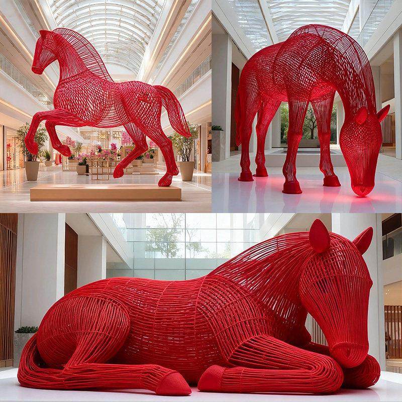 铁艺不锈钢镂空马雕塑户外园林景观动物装饰新年马年美陈小区摆件,淘宝优惠券,粉丝福利购,淘宝优惠卷