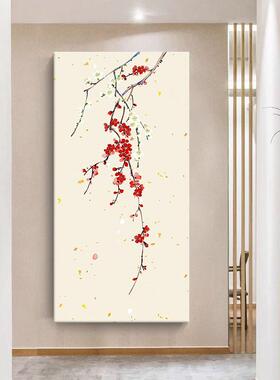 网红新纯式梅花手茶绘油画玄关装饰肌画室客厅象烯花卉理抽丙画中