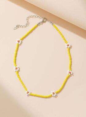 Flower Colored Daisy Necklace women 彩色小雏菊choker颈炼 炼