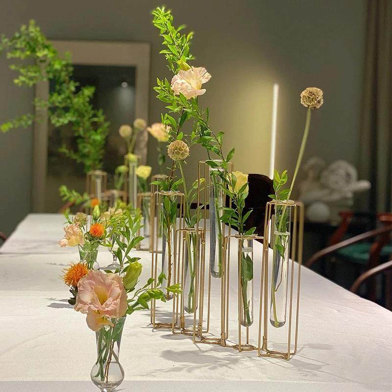 创意玻璃连体试管架组合高花瓶插花长枝摆件客厅一排艺术鲜花玫瑰,淘宝优惠券,粉丝福利购,淘宝优惠卷