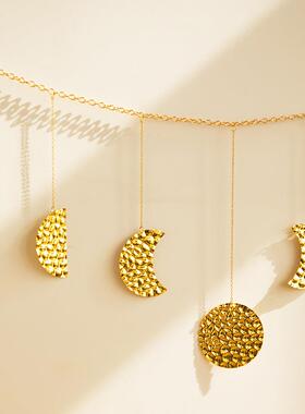 波西米亚新款墙面玄关金属链条挂件时尚简约客厅卧室日月牙装饰