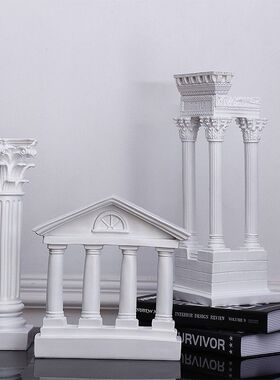 希腊古城神庙建筑模型罗马柱摆件欧式装饰摆设石膏柱子树脂雕塑