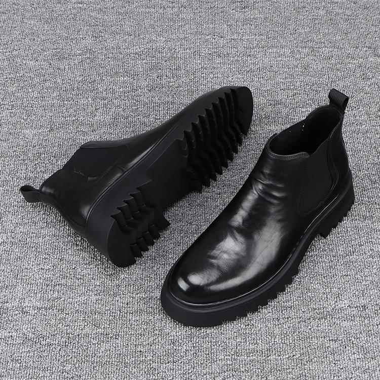 Authentic men's Chelsea boots men's genuine leather thick-soled British-style high-top leather shoes men's 202 models 3 new layers of cowhide