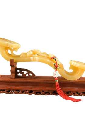 天然米黄玉如意摆件客厅电视柜酒柜装饰品玄关博古架乔迁新居礼品