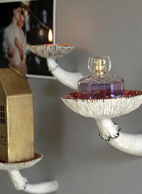 新品MushroomHangingShelf创意家居摆件蘑菇墙壁挂架树脂工艺品