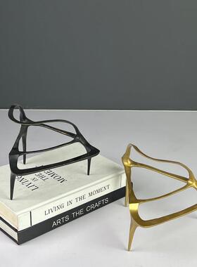 RIM现代意式金色几何抽象家钢琴金属方件摆茶室书房桌面居装饰摆