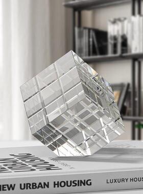 北欧创意艺术魔方水晶摆饰客厅书房办公室电视柜玄关桌面装饰品