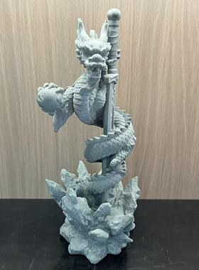 盘龙剑鱼缸造景 青砂石水族摆件 剑池神剑微景观兵器造景桌面送礼