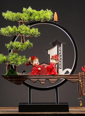 喜庆新中式婚房装饰品家居禅意家用玄关酒柜灯圈摆件送礼礼品礼物