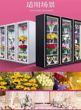 网红鲜花柜花店水果保鲜柜全屏展示柜花店花束风冷冰柜冷藏柜商用