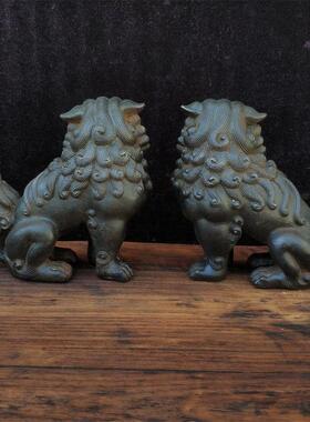 铸铁狮子一对瑞兽貔貅家居饰品客厅书房摆件雅居茶舍收藏彷古工艺