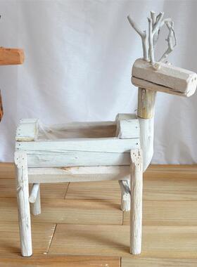 高档实木小鹿件创意多肉花盆庭阳台园布摆置橱窗幼花儿园植物角院