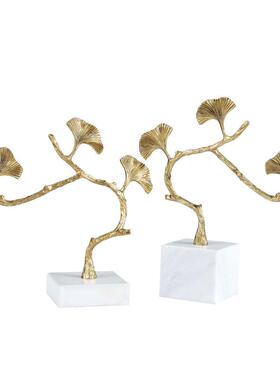 现代轻奢银杏树摆件样板间装饰品客厅酒柜售楼处摆设