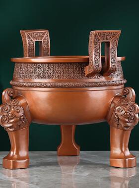 战国铸客铜鼎紫铜楚大鼎摆件工艺品客厅办公室家居装饰品铜器