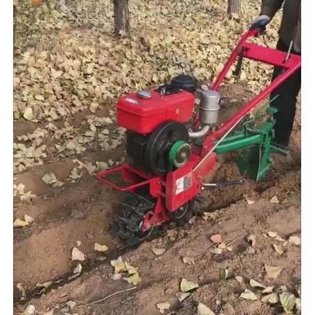 One-wheel plowing micro tillage machine, half plowing trencher, fertilizing and sowing, ground chain track micro tillage machine
