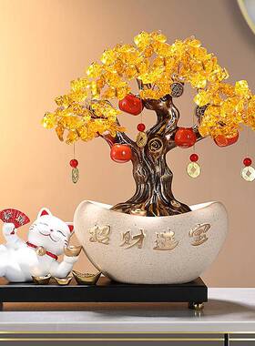 中式招财712猫摆件开业发财树招财进饰宝厅玄新关柜装乔迁新居客