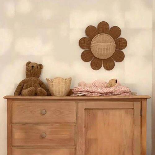 Wall Mount Basket Decorative Boho Rattan Mail Holder Woven - 图2