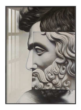 北欧现代装饰画人像石膏重合简约雕塑挂画雕像壁画撞色抽象过道画