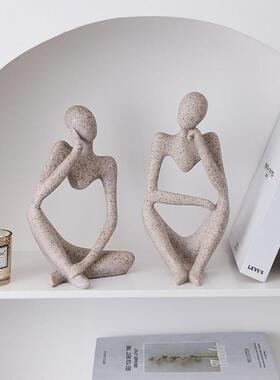 ins风小众抽象艺术人物思考者摆件创意家居简约现代桌面装饰品