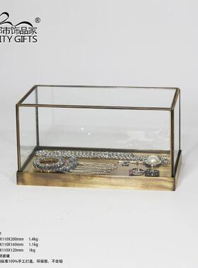 长方D2007040形古璃铜框玻罩文物展示防柜微复景观摆件透明玻璃尘