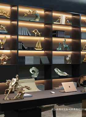 高档办摆公室现轻奢件老板领导桌面摆轻奢简约代设客厅高端酒柜子