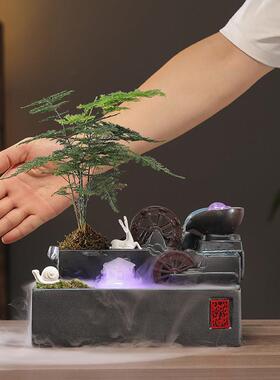 双水车风水轮流水摆件循环水晶球喷泉招财客厅电视柜装饰桌面水景