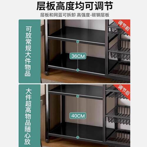 厨多房置物架商机品落架层蔬功菜收纳架地家用厨房置物架多能靠墙 - 图1