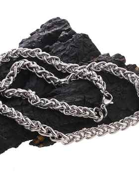 不锈钢龙骨链大花篮链钛钢方珍珠麻花防水项链男士嘻哈朋克风