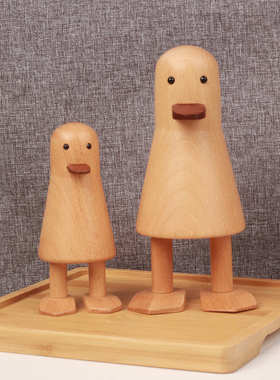 木质鸭子创意动物模型摆件卡通造型家庭办公桌面饰品儿童房装饰