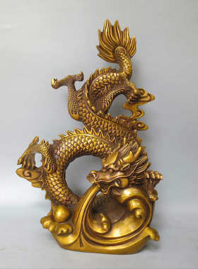 厂家直销纯铜生肖龙家居摆件吉祥瑞兽店铺开业礼品铜戏珠龙吸财龙