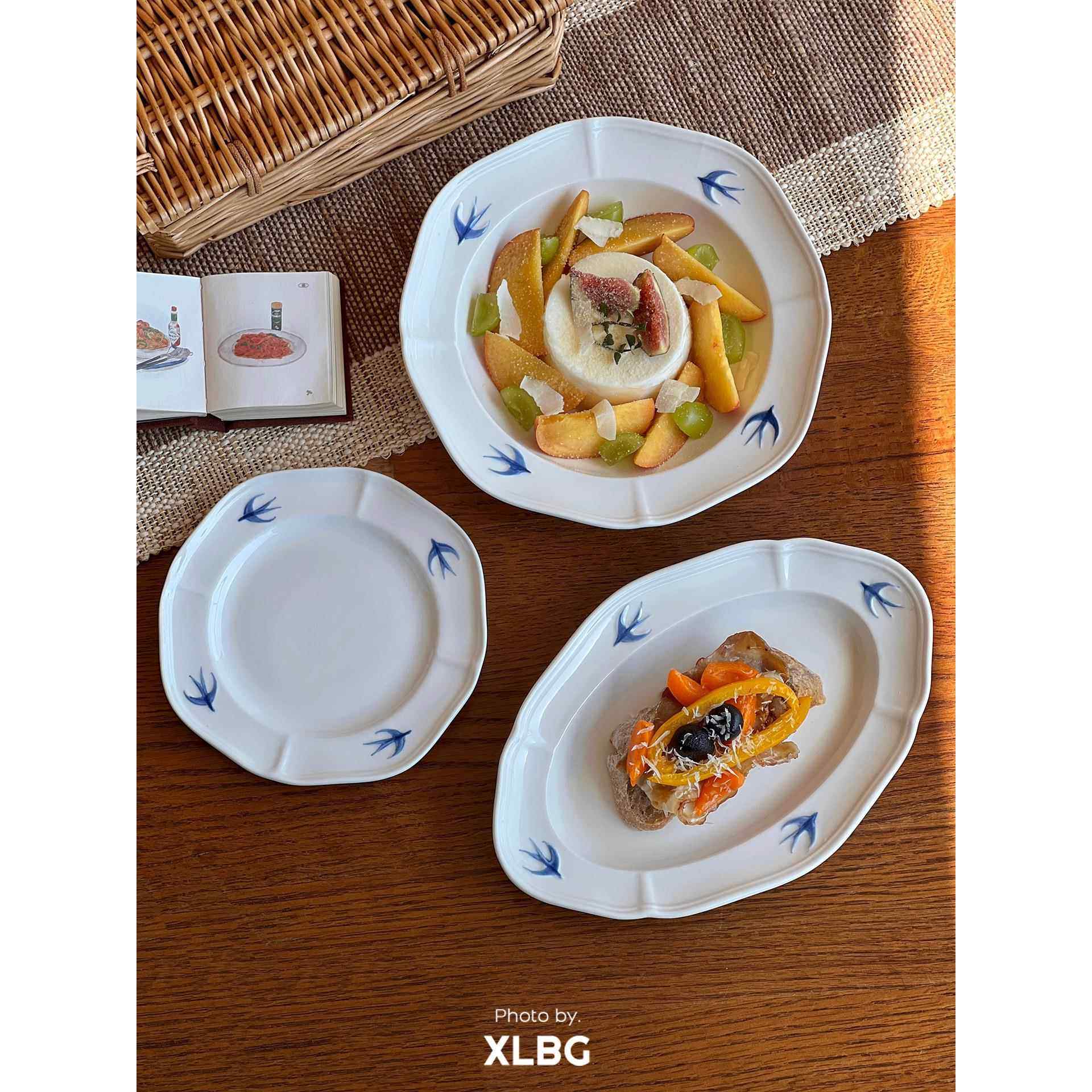 ins风燕子盘高颜值小碗米饭碗浮雕咖啡杯陶瓷餐具套装早餐甜品盘,淘宝优惠券,粉丝福利购,淘宝优惠卷