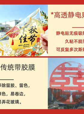 国庆节装饰贴纸公司店铺酒店商场橱窗玻璃门节日布置门贴静电贴