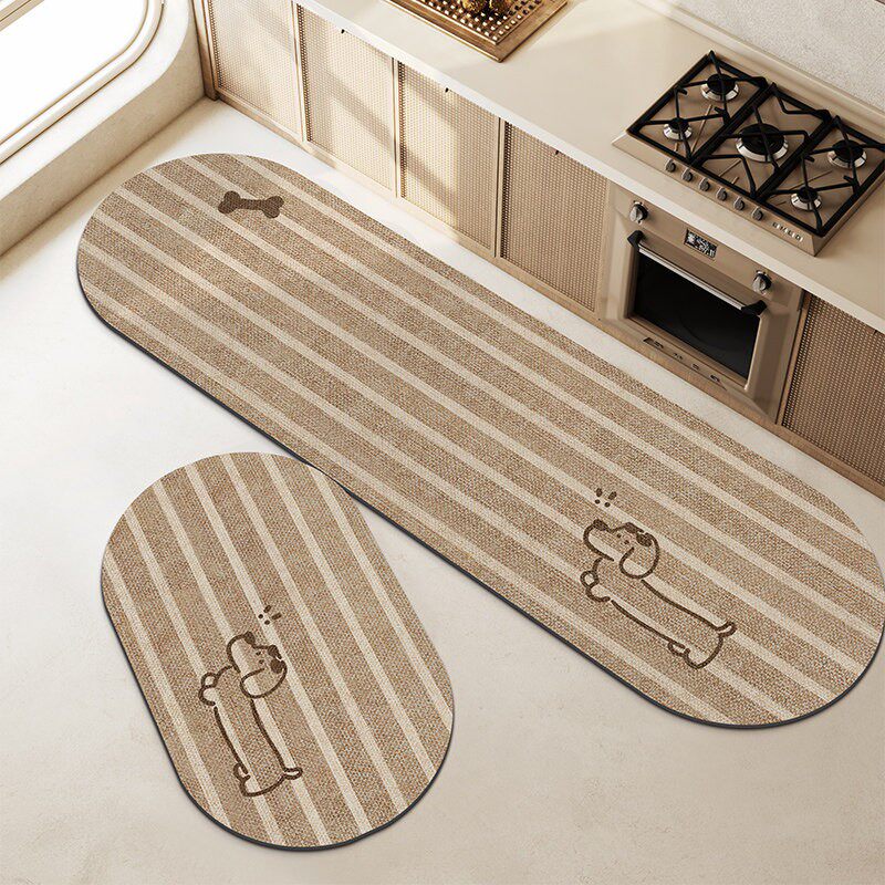 Wabi-sabi animal kitchen special floor mat 2025 new technology velvet anti-slip and dirt-resistant foot mats can be wiped and washed-free carpets
