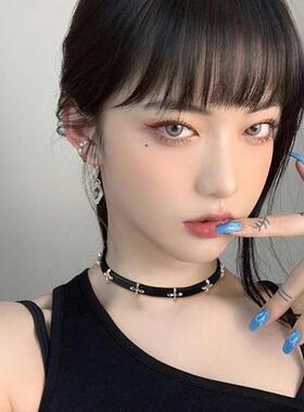 张元英黑色项圈女choker皮质颈环个性高级感颈链颈带脖子颈圈