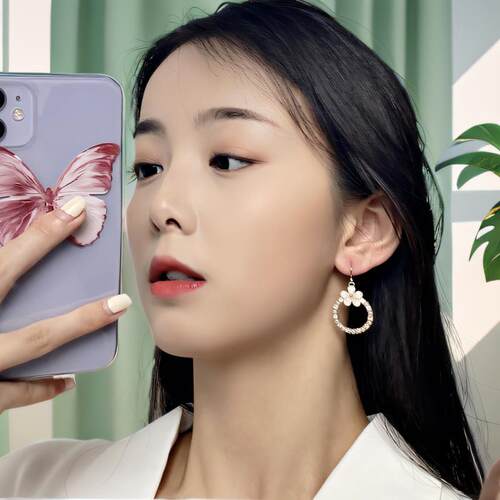 【口碑爆款白菜价】珍珠耳环手作个性气质几何圆圈花朵耳钉女韩版 - 图0
