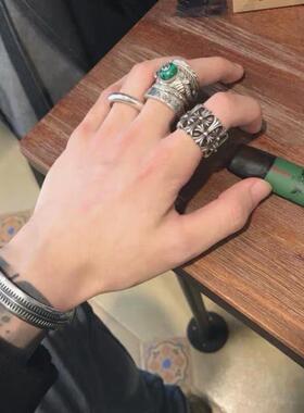 高档口不同匠 原创高桥盾92古5纯银开手镯复银泰银锯齿印第安男女