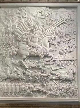 石材浮雕地雕青石汉白玉花岗岩庭院壁画抗战人物风水画影壁墙定制
