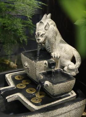 日进斗劲开业礼品吧桌面循环水引财宝装饰高端茶室办公前台装修