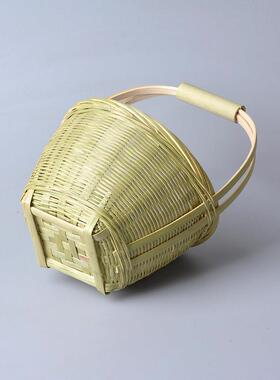 浙江手工竹编小篮子 家用圆形青蔑提篮 草莓零食装饰竹篮