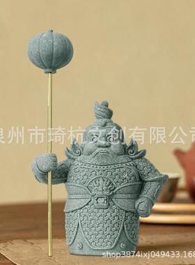 新中式哼哈二将护宅门神摆件客厅入户玄关电视柜书房家居桌面装饰