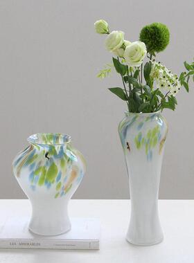 新品春天发芽简约创意渐变彩色磁粉花摆件客厅插花摆件