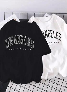 Los Angeles Fashion Men T-shirts USA Letter Print Short Slee