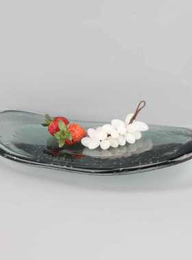 北欧创意琉璃收纳托盘摆件样板房办公室客厅餐厅桌面家居软装饰品