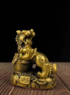 黄铜如意聚宝盆貔貅黄铜摆件办公室摆饰装饰家居工艺品
