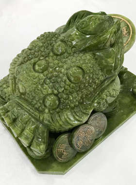 青玉金蟾摆件饰品玉石工艺品三足金蝉金蟾蜍家居装饰工艺品